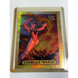1994 Marvel Masterpieces Limited Edition Holofoil Gold- Scarlet‎ Witch #7 Card